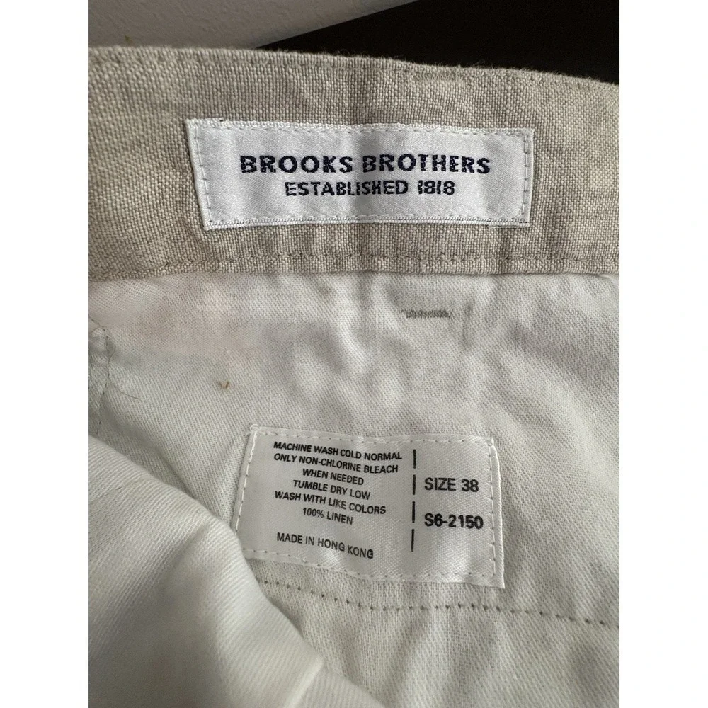 Brooks Brothers Baird McNutt IRISH LINEN Shorts Mens 38 Flat Front Tan / Flax